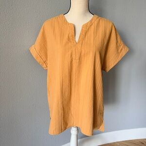 Matty M Women's Honey Yellow Boxy 100% Cotton Blouse